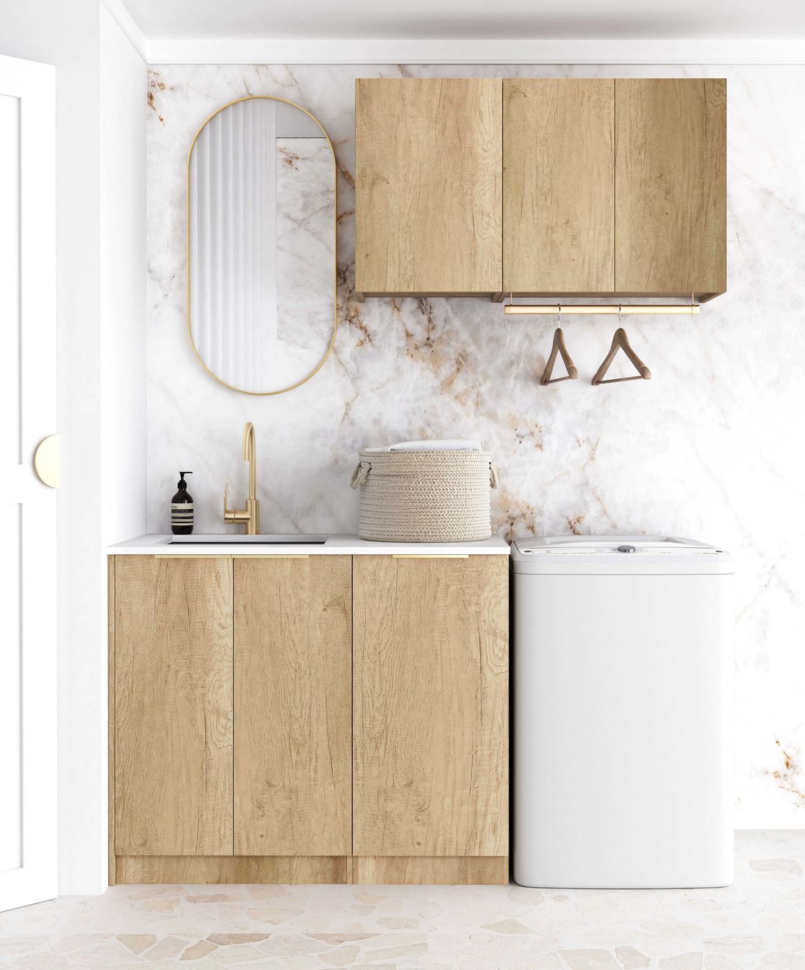 BYRON/BONDI NATURAL OAK LAUNDRY KIT 1715X600X2100