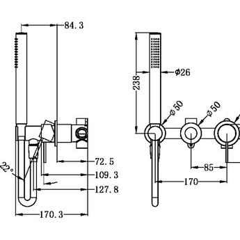 MECCA SHOWER MIXER DIVERTOR SYSTEM SEPARATE BACK PLATE MATTE WHITE