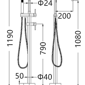 Brushed Nickel Pavia Free Standing Bath Spout