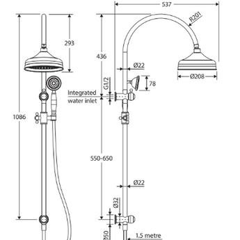 Lillian Twin Shower, Chrome