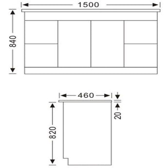 Noah 1500mm Double Bowl Vanity on Kickboard