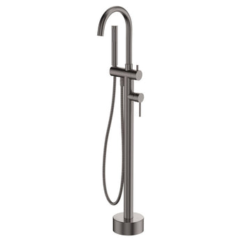 Kaya Floor Mounted Bath Mixer With Hand Shower, Gun Metal