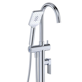 Tono Floor Mounted Bath Mixer With Hand Shower, Chrome