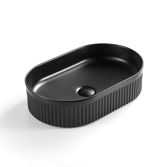 Oval Above Counter Ceramic Basin Ultra Slim - Fluted, CA5836-MB