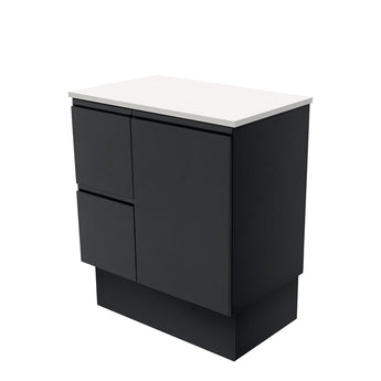 Fingerpull Satin Black 750 Cabinet on Kickboard, Left Hand Drawers