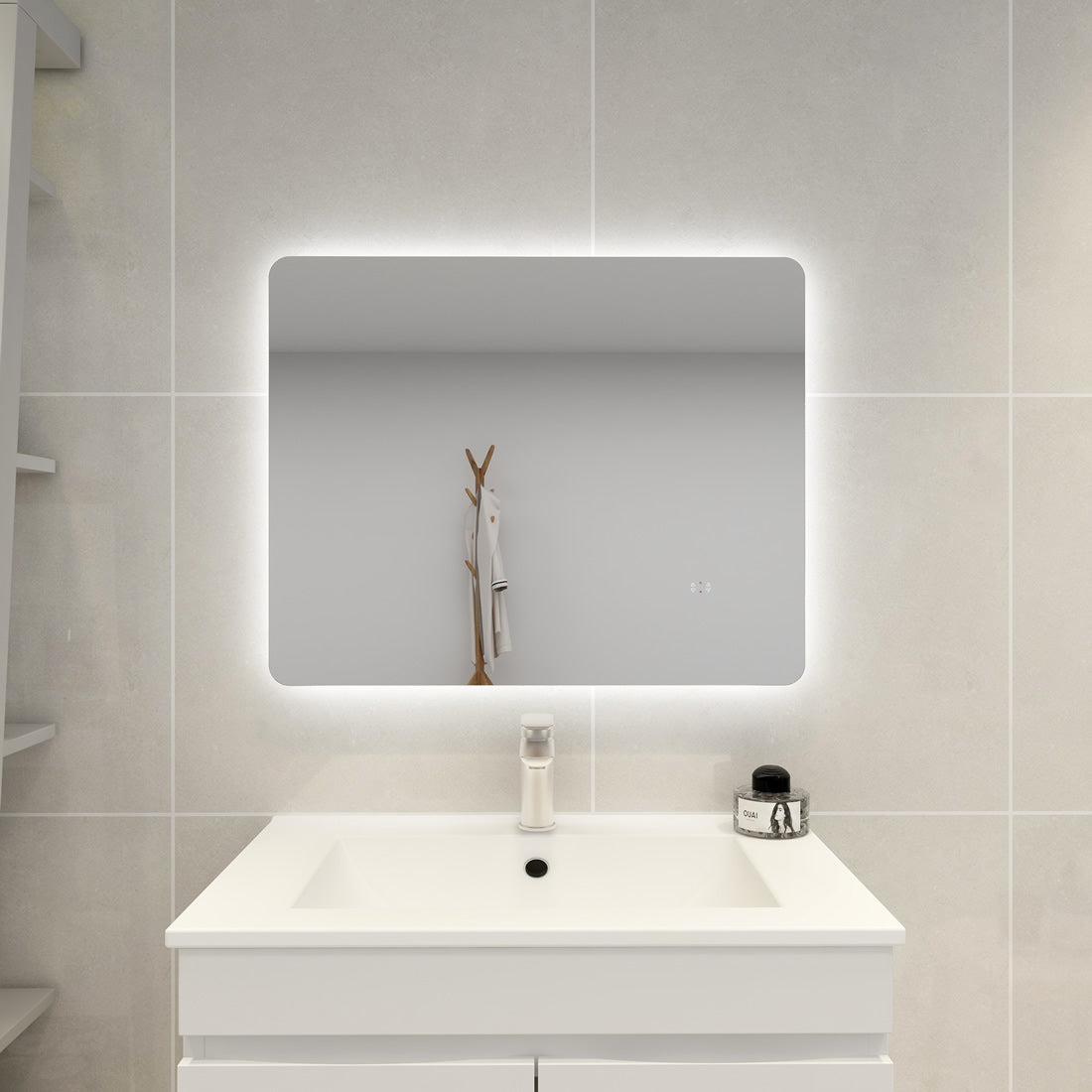 Backlit Mirror Rounded Rectangle Rectangle with Curved Rim LED Backlit Mirror, UL7560BRM