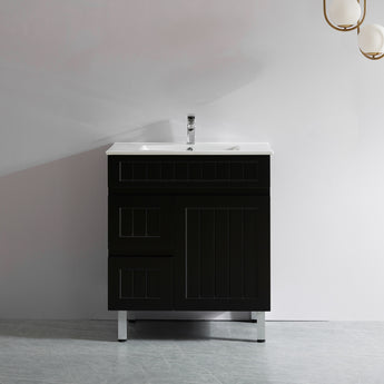 Acacia Floor Standing Vanity Matte Black 750mm, AC74RL-MB