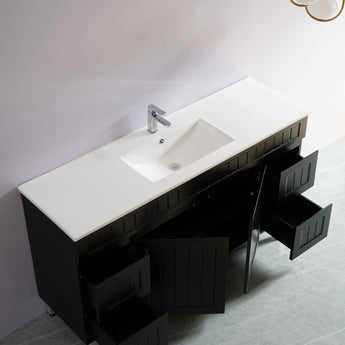 Acacia Floor Standing Vanity Matte Black 1500mm, AC154L-MB