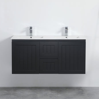 Acacia Wall Hung Vanity Matte Black 1200mm, AC124DW-MB