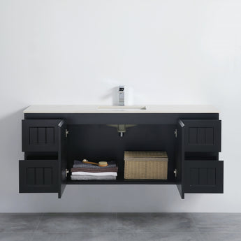 Acacia Wall Hung Vanity Matte Black 1500mm, AC154W-MB