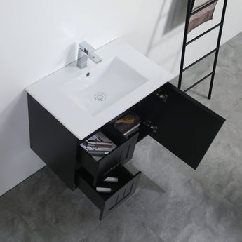 Acacia Wall Hung Vanity Matte Black 750mm, AC74LW-MB