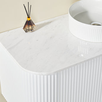 Avalon Wall Hung Fluted Matte White Vanity 1200