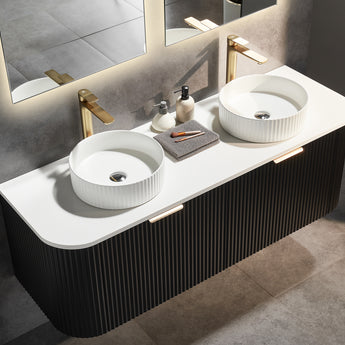 Avalon Wall Hung Fluted Matte Black Vanity 1800mm