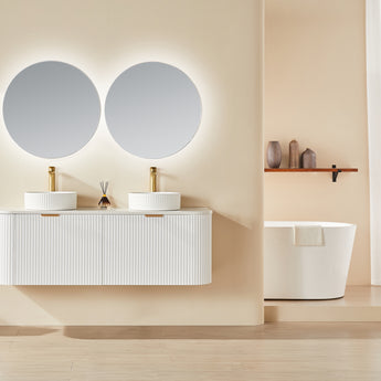 Avalon Wall Hung Fluted Matte White Vanity 1800mm