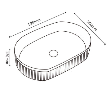 Oval Above Counter Ceramic Basin Ultra Slim - Fluted, CA5836-MV