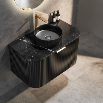 Avalon Wall Hung Fluted Matte Black Vanity 900mm