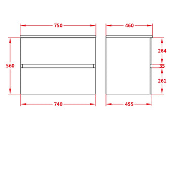 Stella Wall Hung OAK750-WH-Cab, Cabniet Only