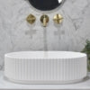 Stadio Groove 480mm Fluted Oval Artificial Stone Above-Counter Basin, CSB716-MW