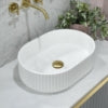 Stadio Groove 480mm Fluted Oval Artificial Stone Above-Counter Basin, CSB716-MW