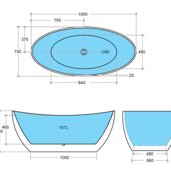 Evie Free Standing Bathtub, MBBT-4-1500