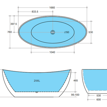 Evie Free Standing Bathtub, MBBT-4-1700