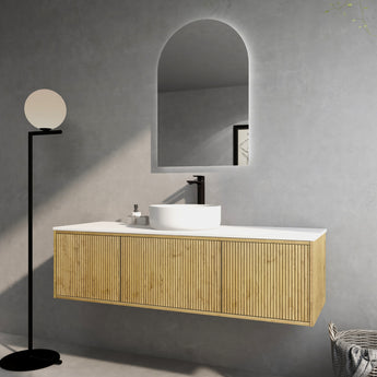 Bellevue Wall Hung Fluted Prime Oak Vanity 1500mm