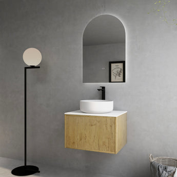 Bellevue Wall Hung Fluted Prime Oak Vanity 600mm