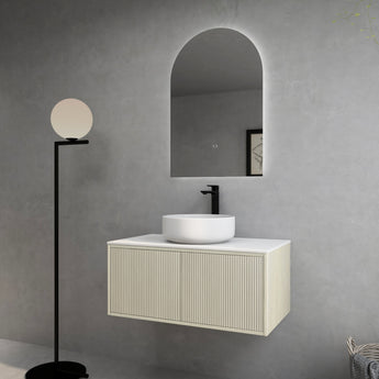 Bellevue Wall Hung Fluted Coastal Oak Vanity 900mm