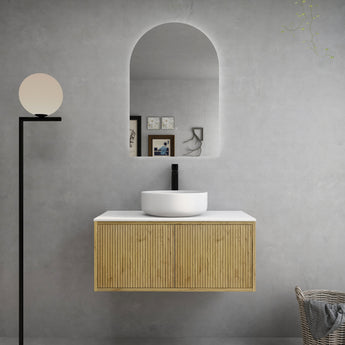 Bellevue Wall Hung Fluted Prime Oak Vanity 900mm