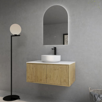 Bellevue Wall Hung Fluted Prime Oak Vanity 900mm