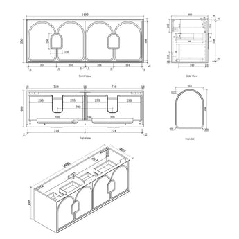 LAGUNA 1500MM SATIN WHITE WALL HUNG VANITY