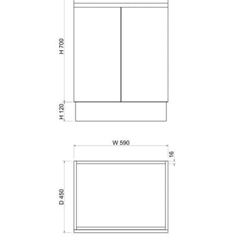 Noah 600mm White Vanity Unit on Kickboard