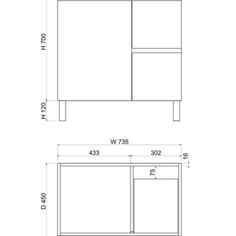 Noah 750mm Space Saver Vanity with Slimline Ceramic Top