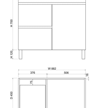 Noah 900mm Floor Mount Vanity Unit on Legs