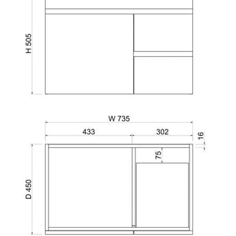Noah 750mm Soft Close Wall Hung Vanity Unit
