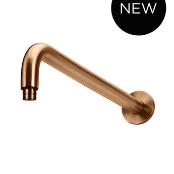 ROUND WALL SHOWER CURVED ARM 400MM, LUSTRE BRONZE