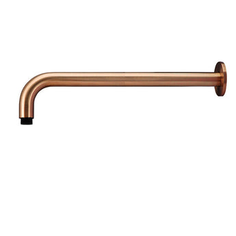 ROUND WALL SHOWER CURVED ARM 400MM, LUSTRE BRONZE