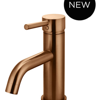 ROUND BASIN MIXER CURVED, LUSTRE BRONZE