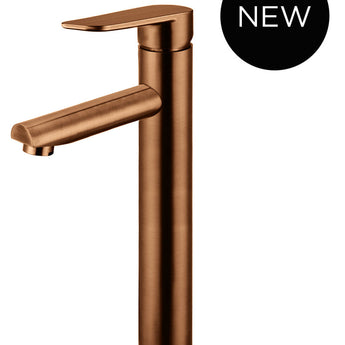 ROUND PADDLE TALL BASIN MIXER, LUSTRE BRONZE