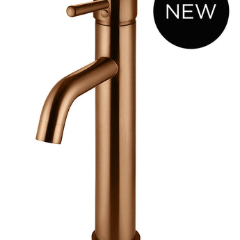 ROUND TALL BASIN MIXER CURVED, LUSTRE BRONZE