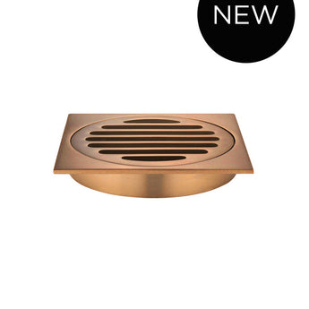 SQUARE FLOOR GRATE SHOWER DRAIN 100MM OUTLET, LUSTRE BRONZE