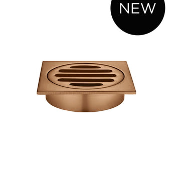 SQUARE FLOOR GRATE SHOWER DRAIN 80MM OUTLET, LUSTRE BRONZE