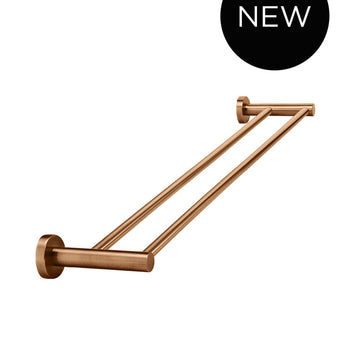 ROUND DOUBLE TOWEL RAIL 600MM, LUSTRE BRONZE