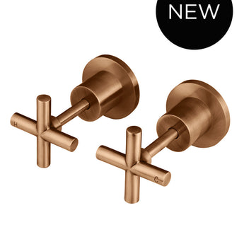 ROUND CROSS HANDLE JUMPER VALVE WALL TOP ASSEMBLIES, LUSTRE BRONZE