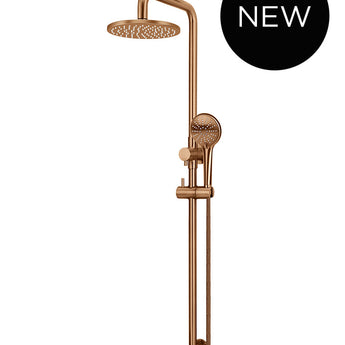 ROUND COMBINATION SHOWER RAIL 200MM ROSE, THREE FUNCTION HAND SHOWER, LUSTRE BRONZE