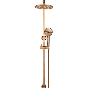 ROUND COMBINATION SHOWER RAIL 200MM ROSE, THREE FUNCTION HAND SHOWER, LUSTRE BRONZE