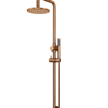 ROUND COMBINATION SHOWER RAIL, 200MM ROSE, SINGLE FUNCTION HAND SHOWER, LUSTRE BRONZE