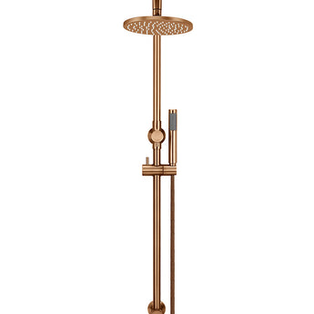 ROUND COMBINATION SHOWER RAIL, 200MM ROSE, SINGLE FUNCTION HAND SHOWER, LUSTRE BRONZE