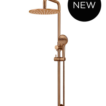 ROUND COMBINATION SHOWER RAIL 300MM ROSE, THREE FUNCTION HAND SHOWER, LUSTRE BRONZE