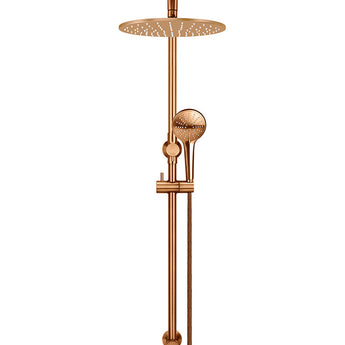 ROUND COMBINATION SHOWER RAIL 300MM ROSE, THREE FUNCTION HAND SHOWER, LUSTRE BRONZE